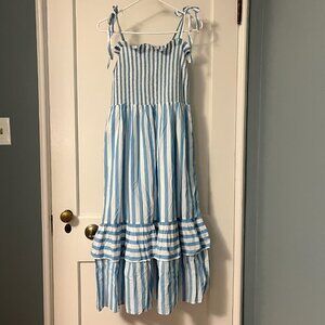 Draper James NWT Taylor midi dress awning stripe sz medium preppy summer beachy